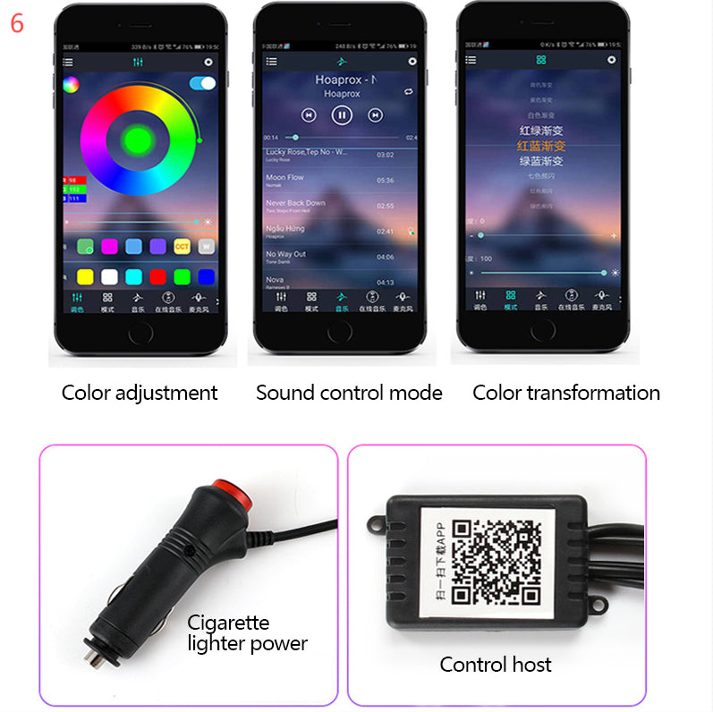 Additional view of fibre optic car ambient lighting kit