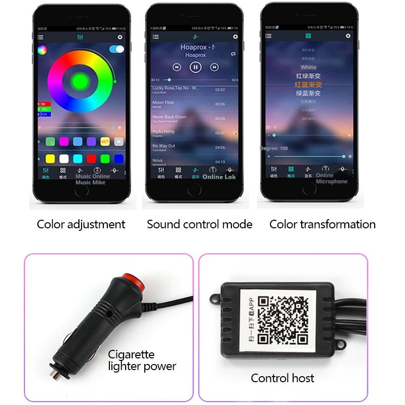 Additional view of fibre optic car ambient lighting kit