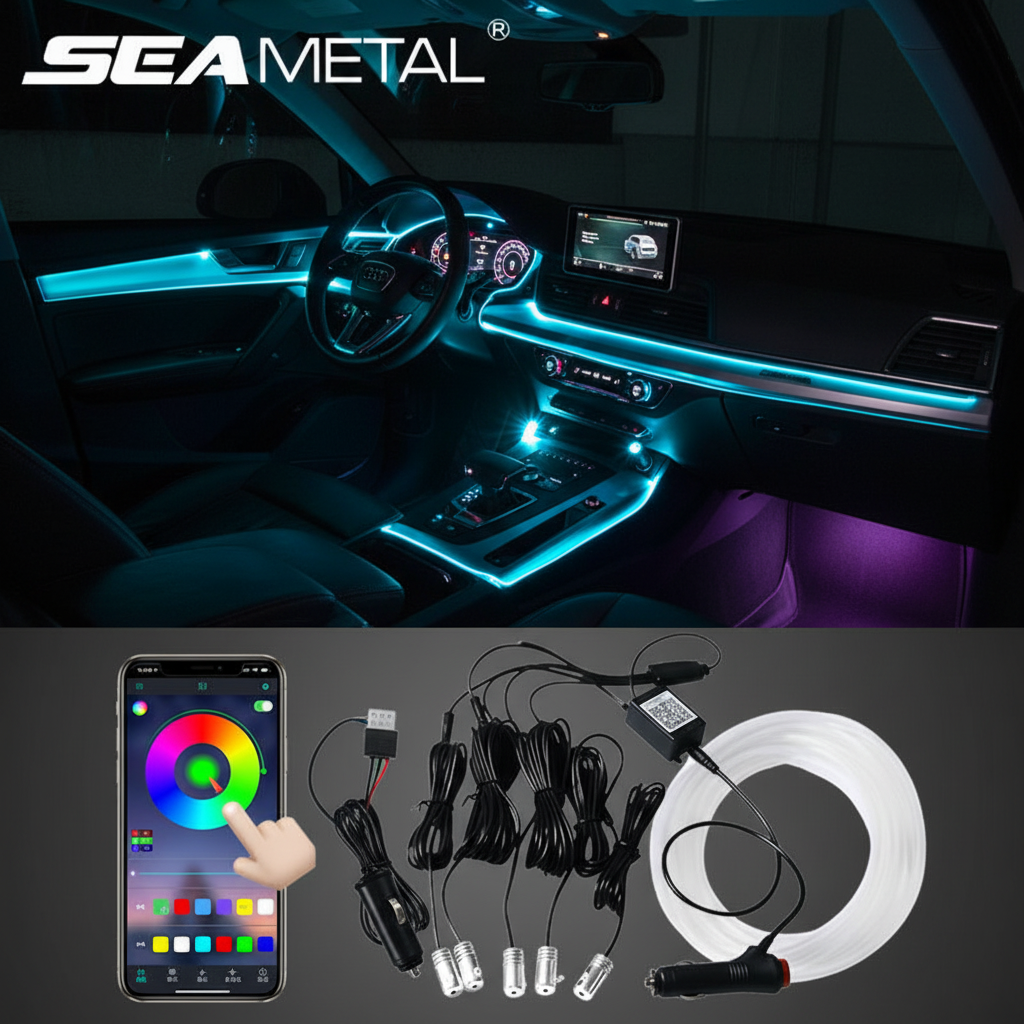 Additional view of fibre optic car ambient lighting kit
