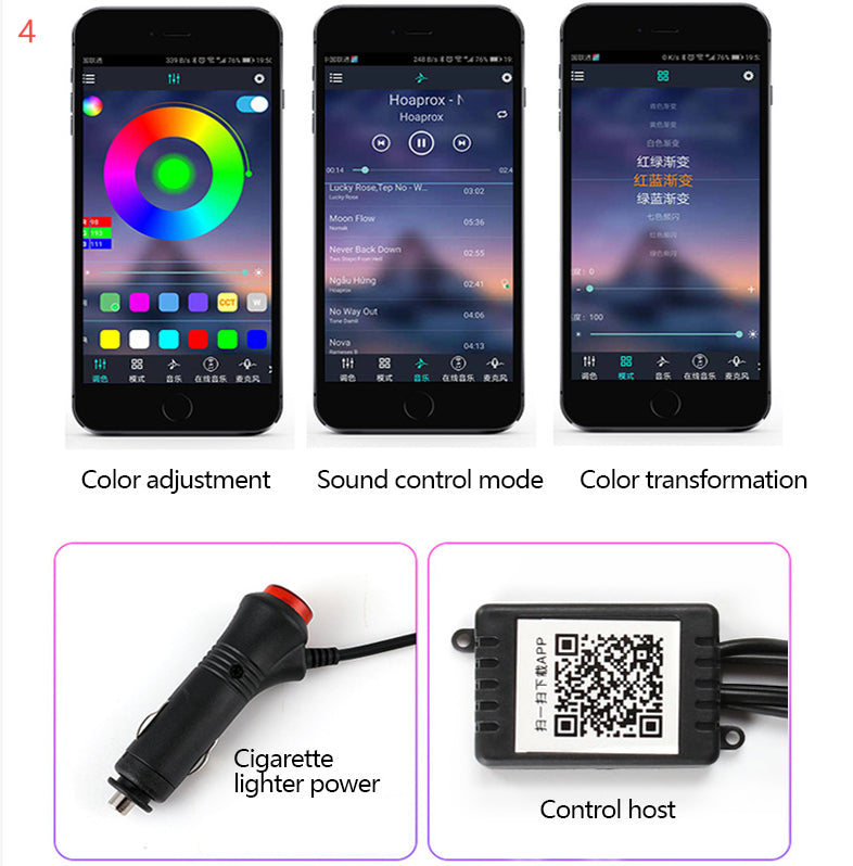 Additional view of fibre optic car ambient lighting kit
