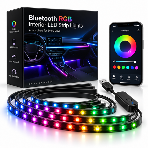Bluetooth RGB interior LED strip lights kit with USB controller and app control