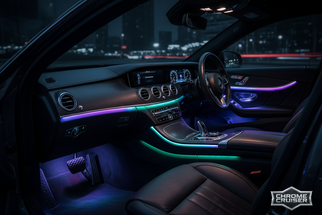 Car fiber optic ambient light RGB lifestyle shot - Chrome Cruiser